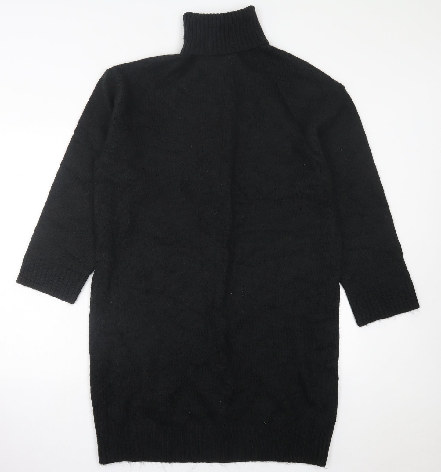 H&M Womens Black  Acrylic Jumper Dress  Size M  Roll Neck Pullover