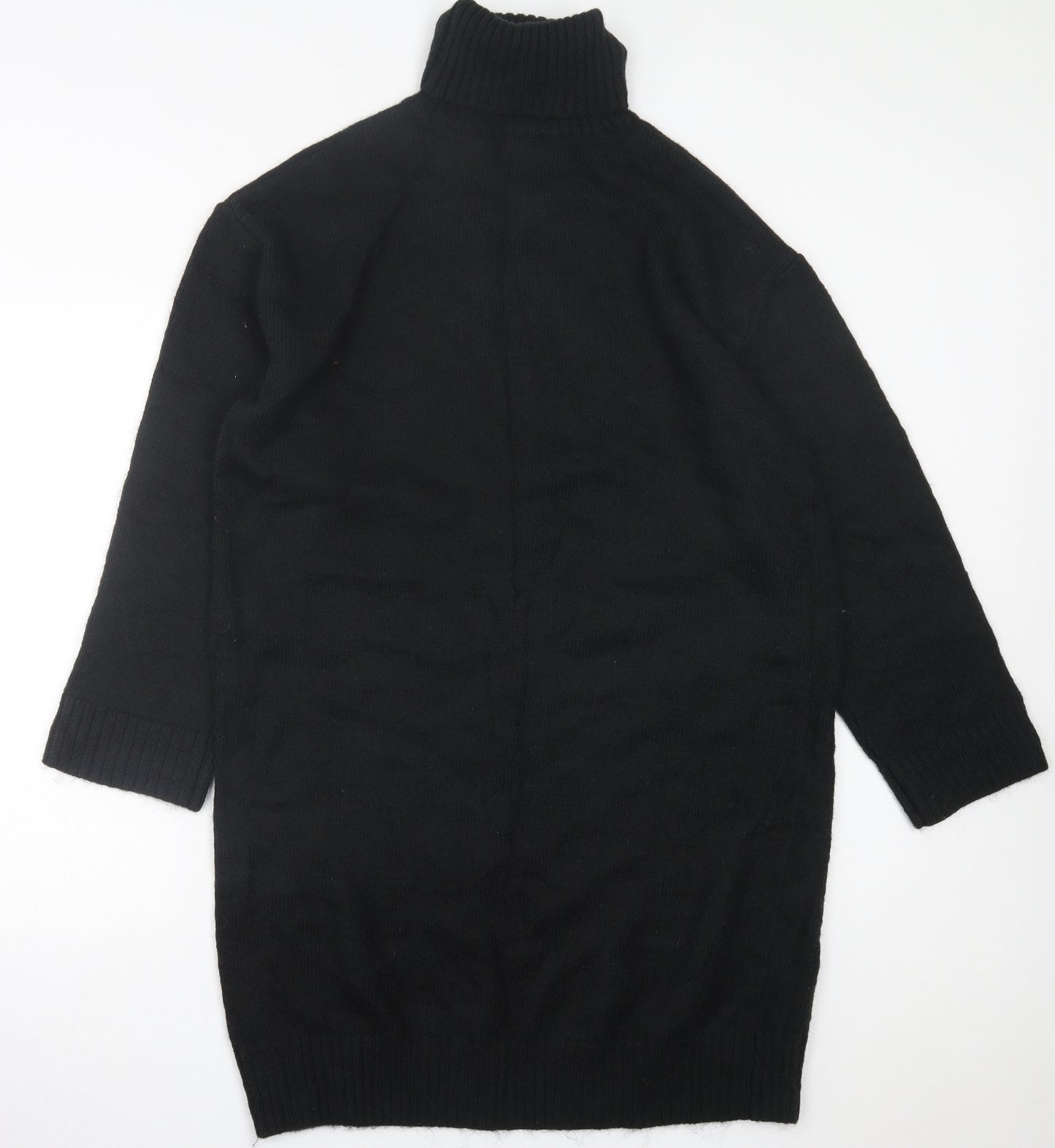 H&M Womens Black  Acrylic Jumper Dress  Size M  Roll Neck Pullover