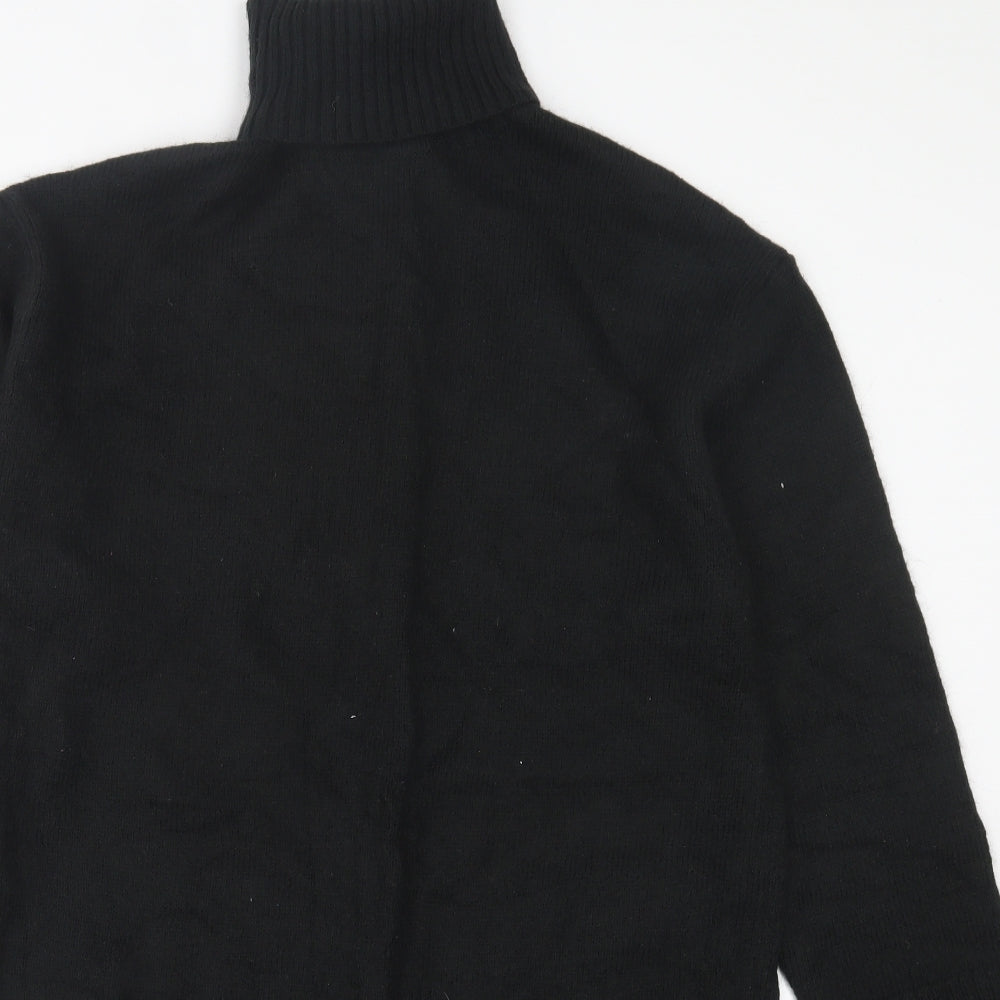 H&M Womens Black  Acrylic Jumper Dress  Size M  Roll Neck Pullover