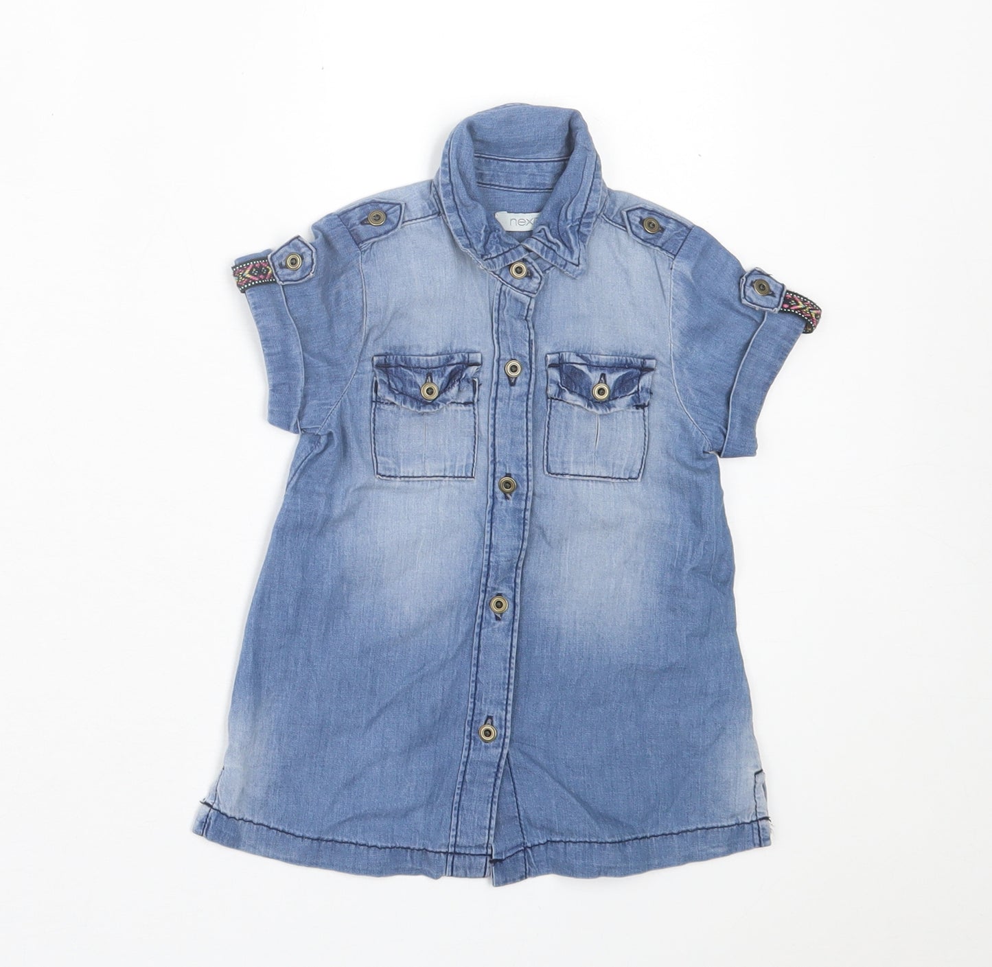 NEXT Girls Blue  Cotton A-Line  Size 6-9 Months  Collared Button