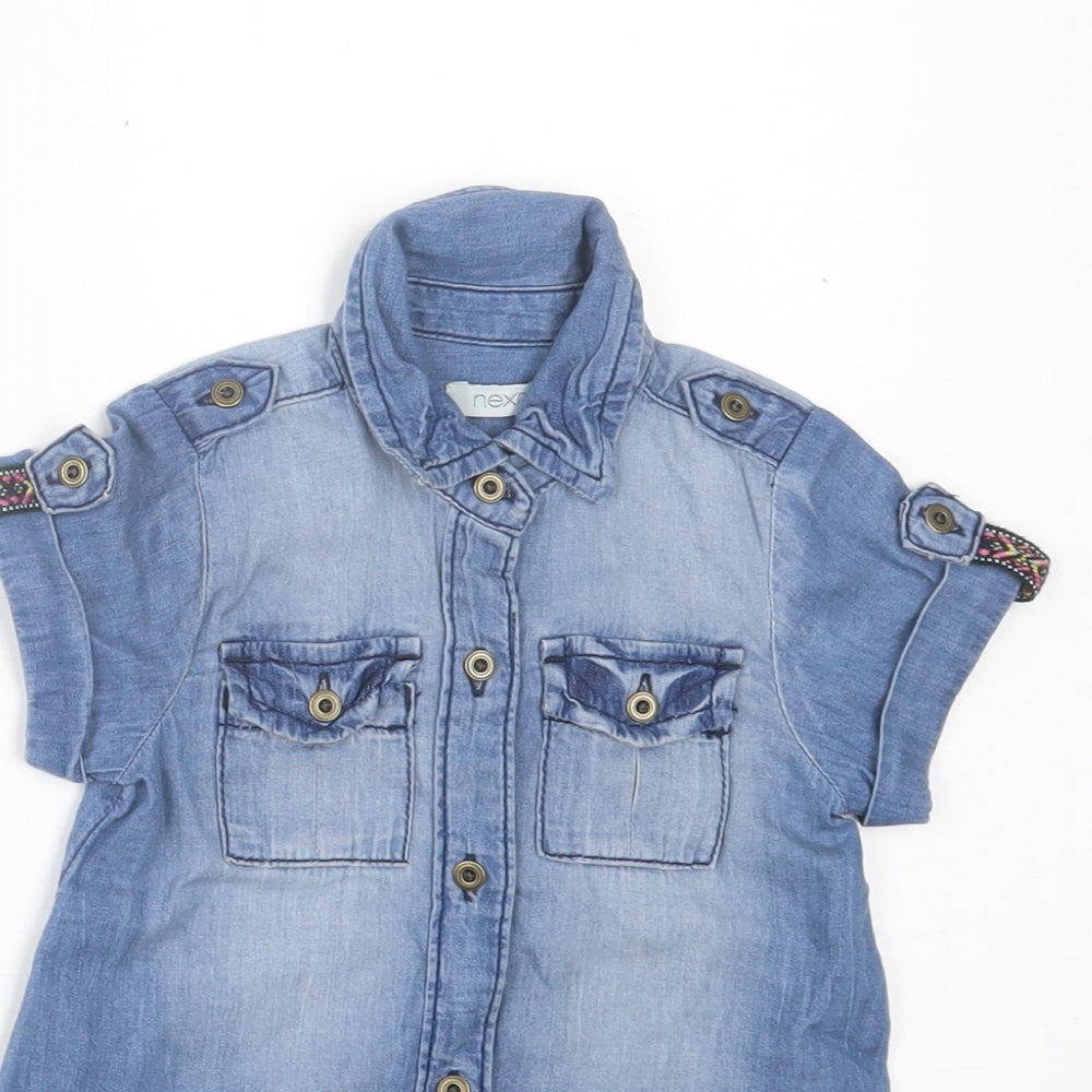 NEXT Girls Blue  Cotton A-Line  Size 6-9 Months  Collared Button