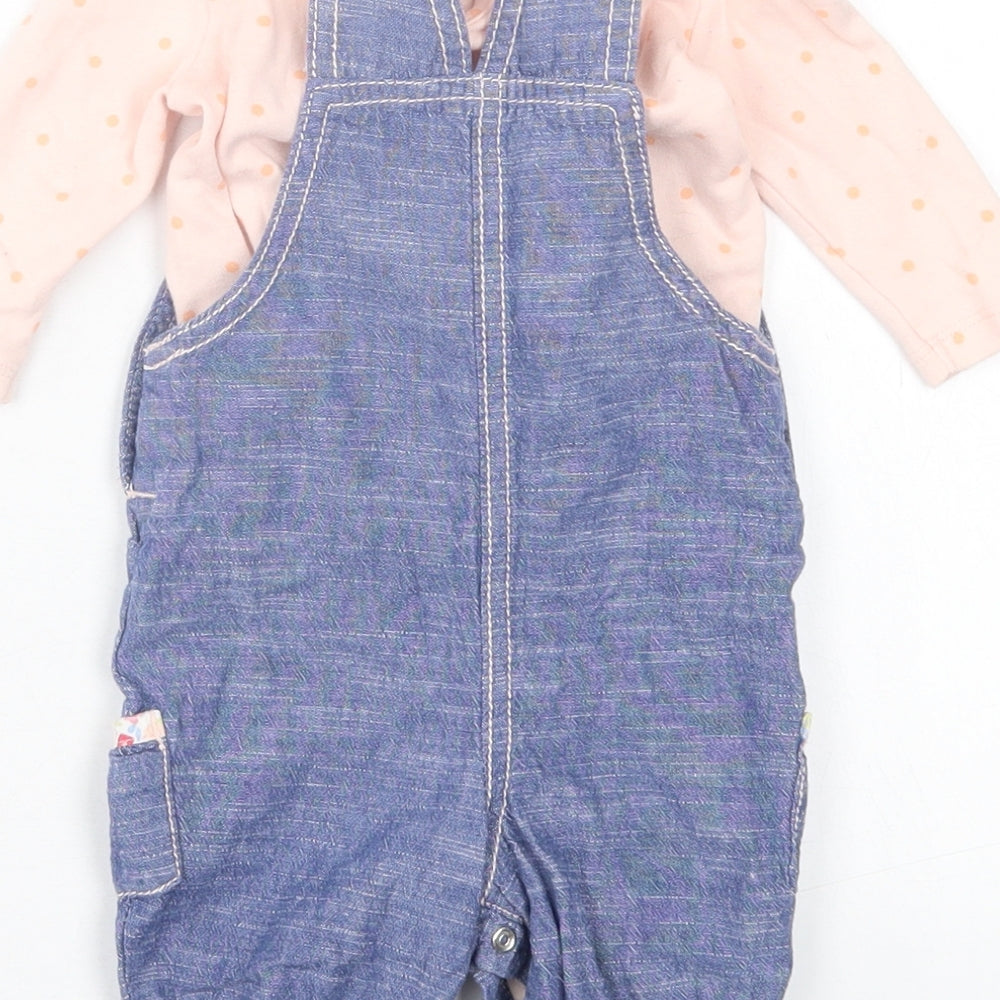 George Girls Multicoloured Polka Dot Cotton Dungaree Outfit/Set Size 0-3 Months  Button