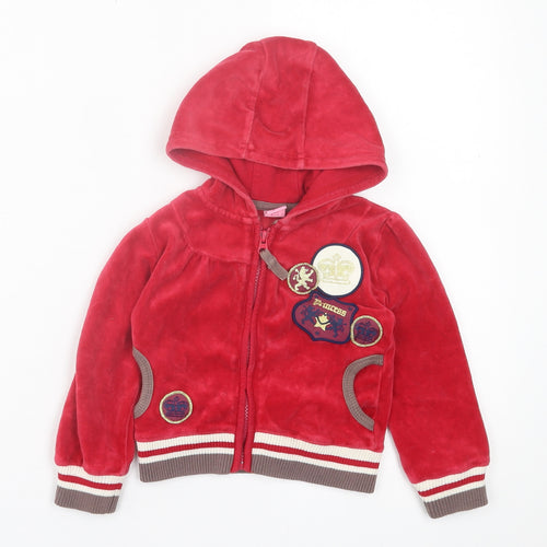 adams girl Girls Red  Polyester Full Zip Hoodie Size 2 Years  Zip
