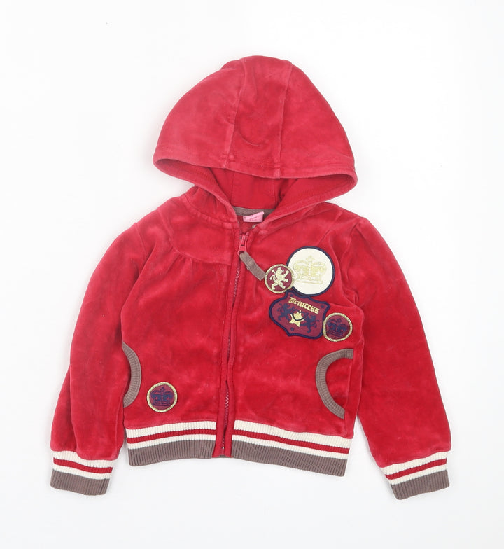 adams girl Girls Red  Polyester Full Zip Hoodie Size 2 Years  Zip