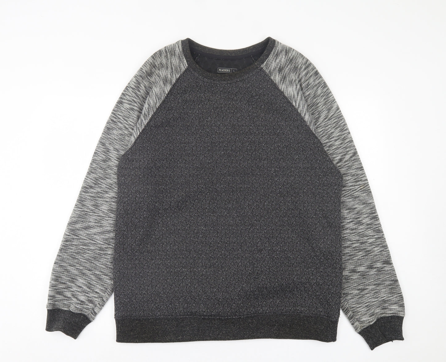 Peacocks Mens Grey Crew Neck  Polyester Pullover Jumper Size L