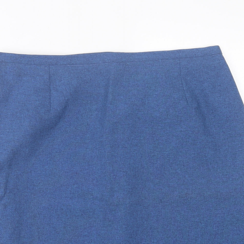 Preworn Womens Blue  Polyester A-Line Skirt Size 18   Button