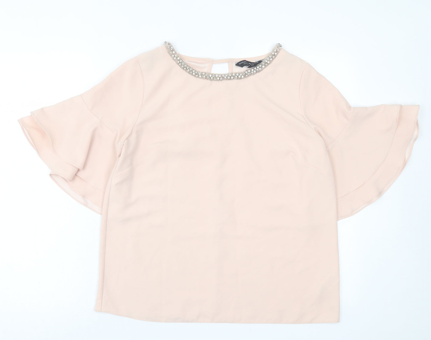 Dorothy Perkins Womens Pink  Polyester Basic T-Shirt Size 12 Crew Neck