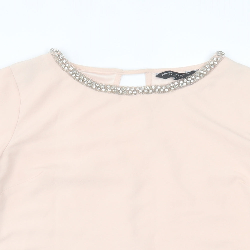 Dorothy Perkins Womens Pink  Polyester Basic T-Shirt Size 12 Crew Neck