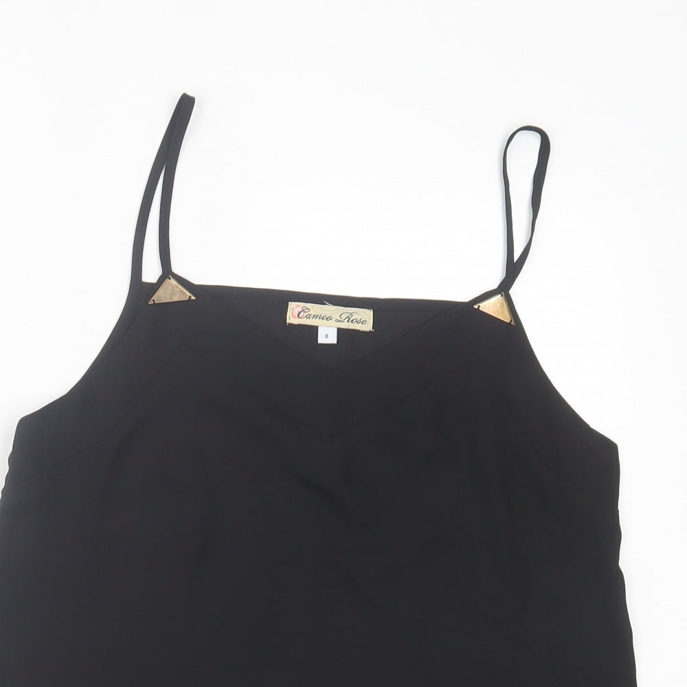 Cameo Womens Black  Polyester Basic Tank Size 8 V-Neck