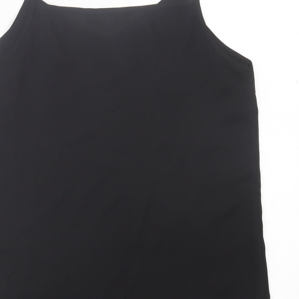 Cameo Womens Black  Polyester Basic Tank Size 8 V-Neck