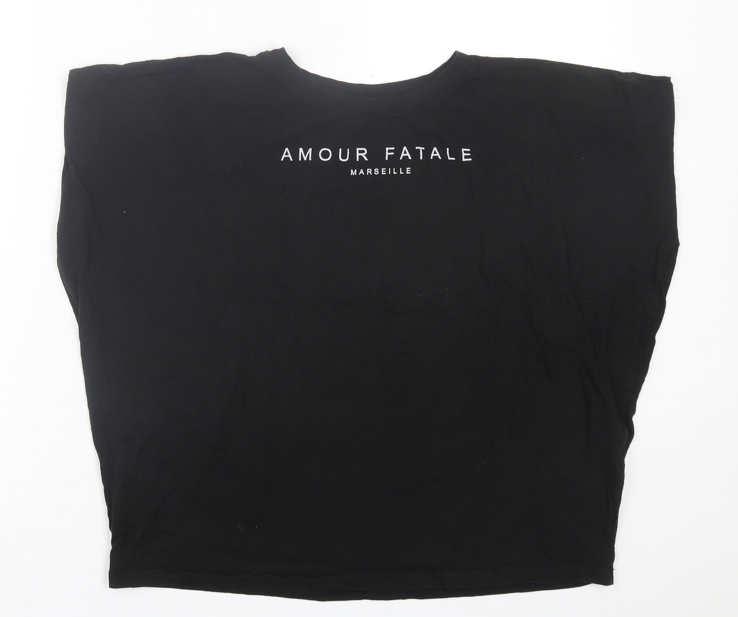 Boohoo Womens Black  Cotton Basic T-Shirt Size 12 Crew Neck