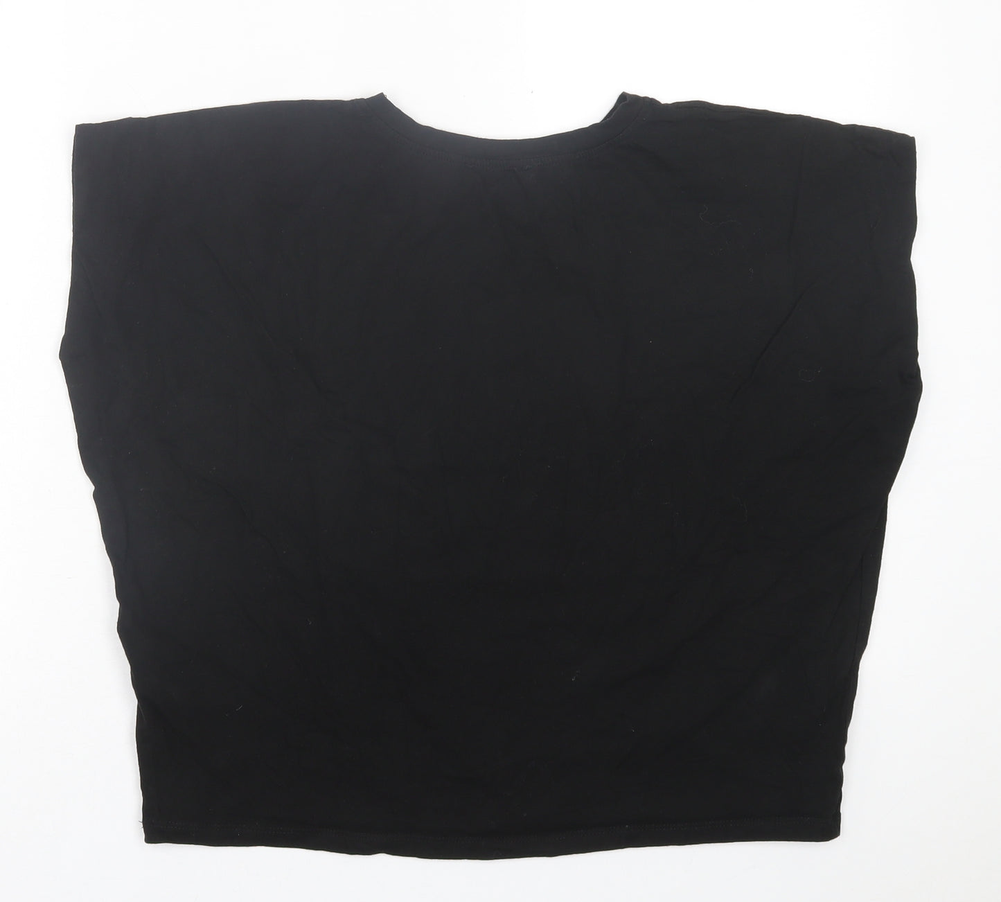 Boohoo Womens Black  Cotton Basic T-Shirt Size 12 Crew Neck