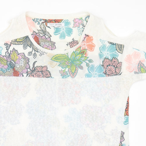 NEXT Womens Multicoloured Floral Polyester Basic T-Shirt Size 12 Crew Neck - cold Shoulder