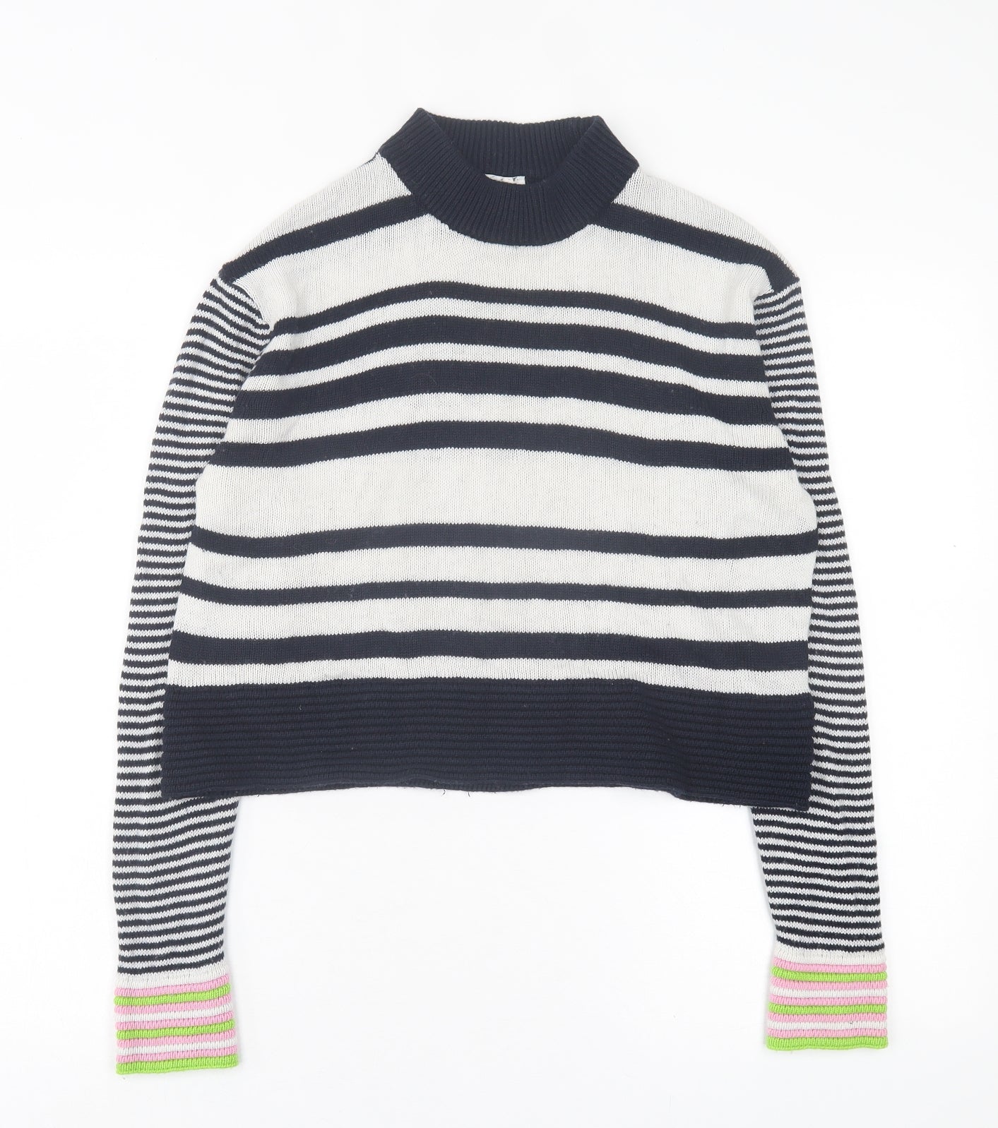 Topshop Womens Multicoloured Crew Neck Striped Acrylic Pullover Jumper Size 10