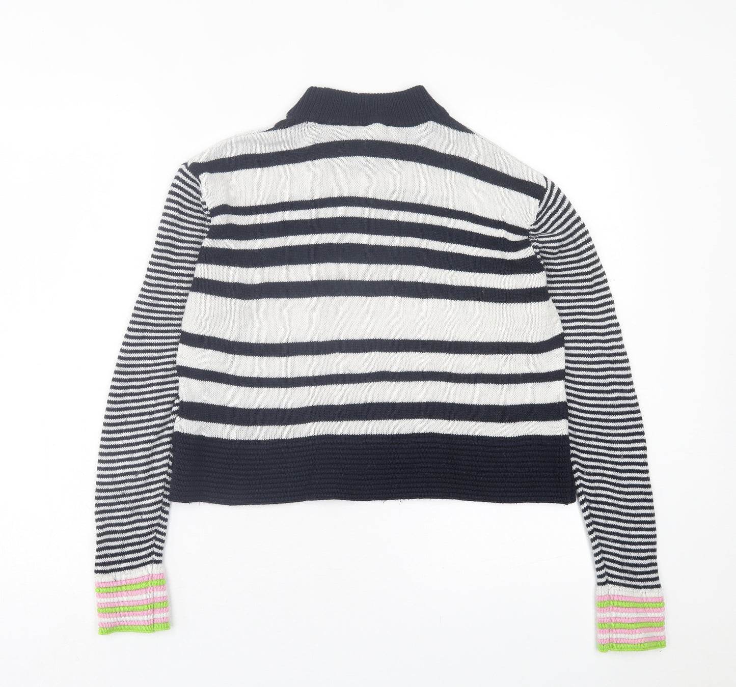 Topshop Womens Multicoloured Crew Neck Striped Acrylic Pullover Jumper Size 10