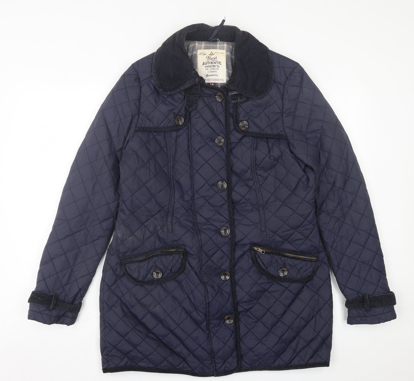 NEXT Womens Blue   Quilted Jacket Size 14  Zip