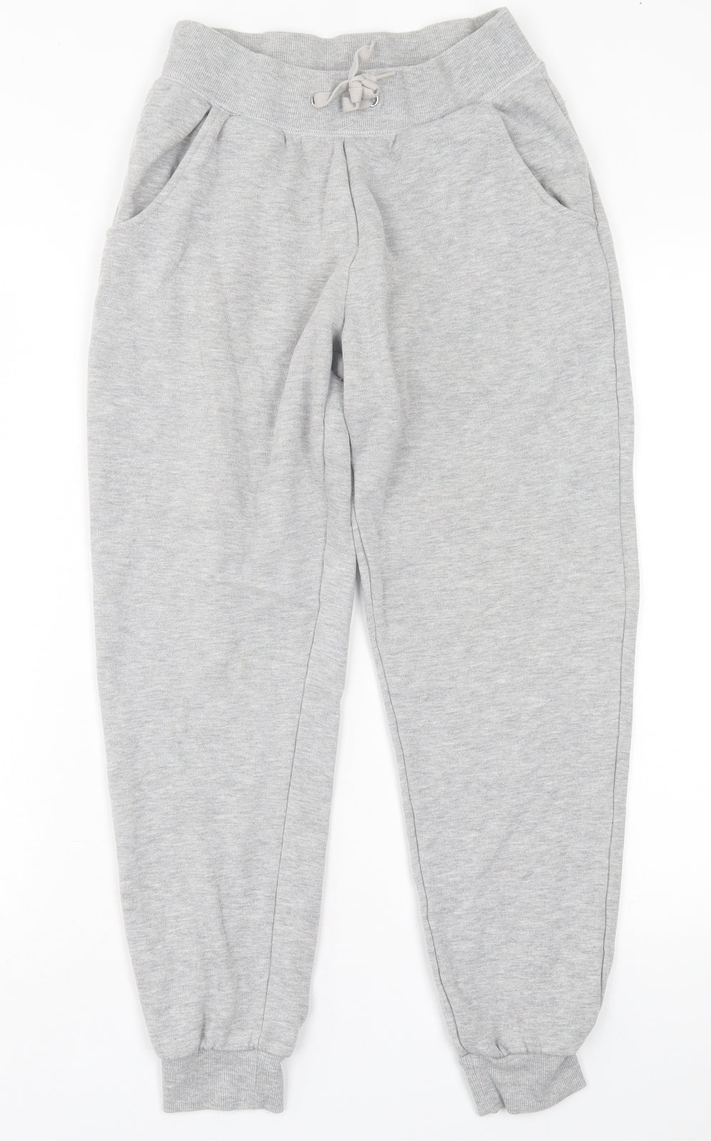 New Look Womens Grey  Cotton Jogger Trousers Size S L27 in Regular Tie