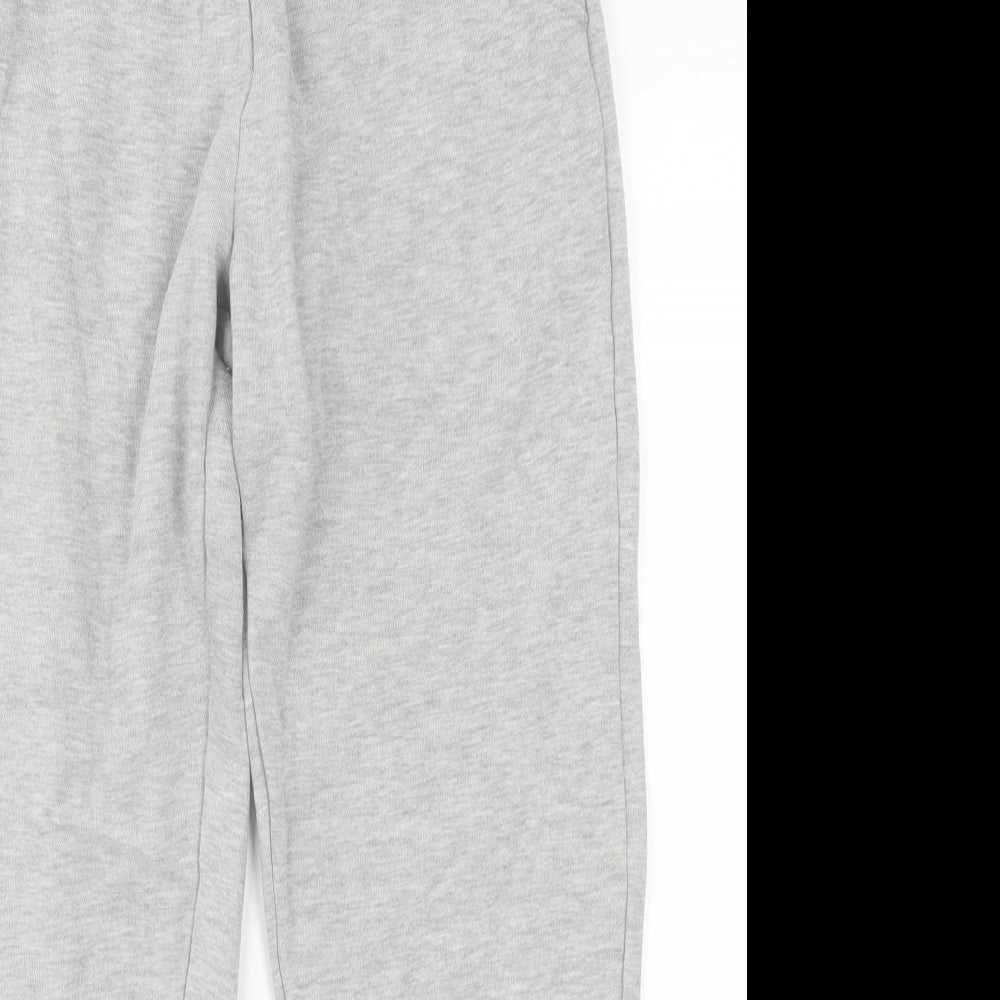 New Look Womens Grey  Cotton Jogger Trousers Size S L27 in Regular Tie