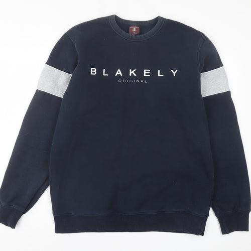 Blakely Clothing Mens Blue  Cotton Pullover Sweatshirt Size L