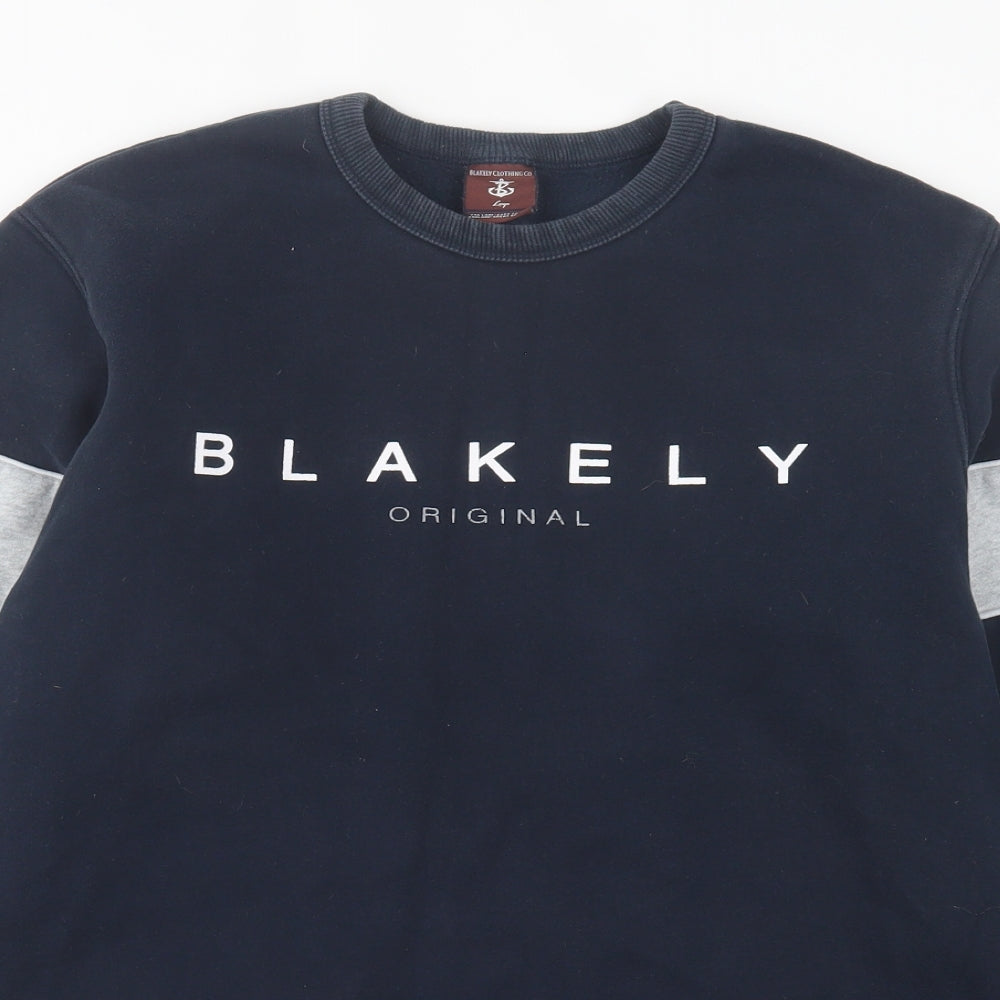 Blakely Clothing Mens Blue  Cotton Pullover Sweatshirt Size L