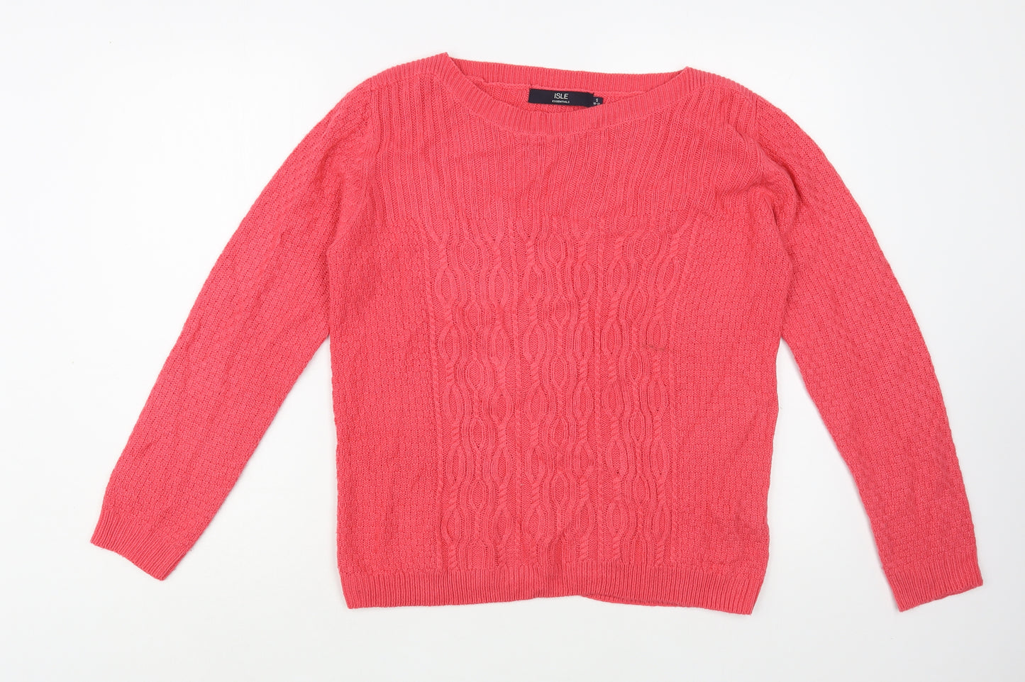 Isle Womens Pink Boat Neck  Acrylic Pullover Jumper Size 10