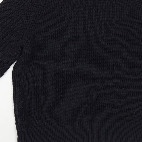 H&M Womens Blue V-Neck  Cotton Pullover Jumper Size S