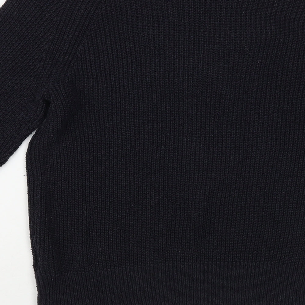H&M Womens Blue V-Neck  Cotton Pullover Jumper Size S