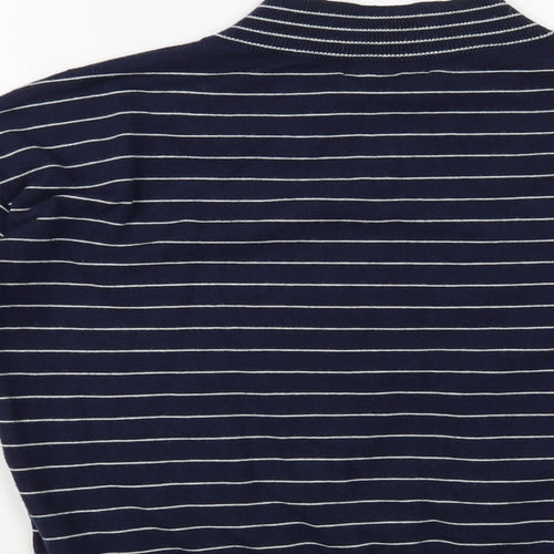 Marks and Spencer Womens Blue V-Neck Striped Viscose Pullover Jumper Size S