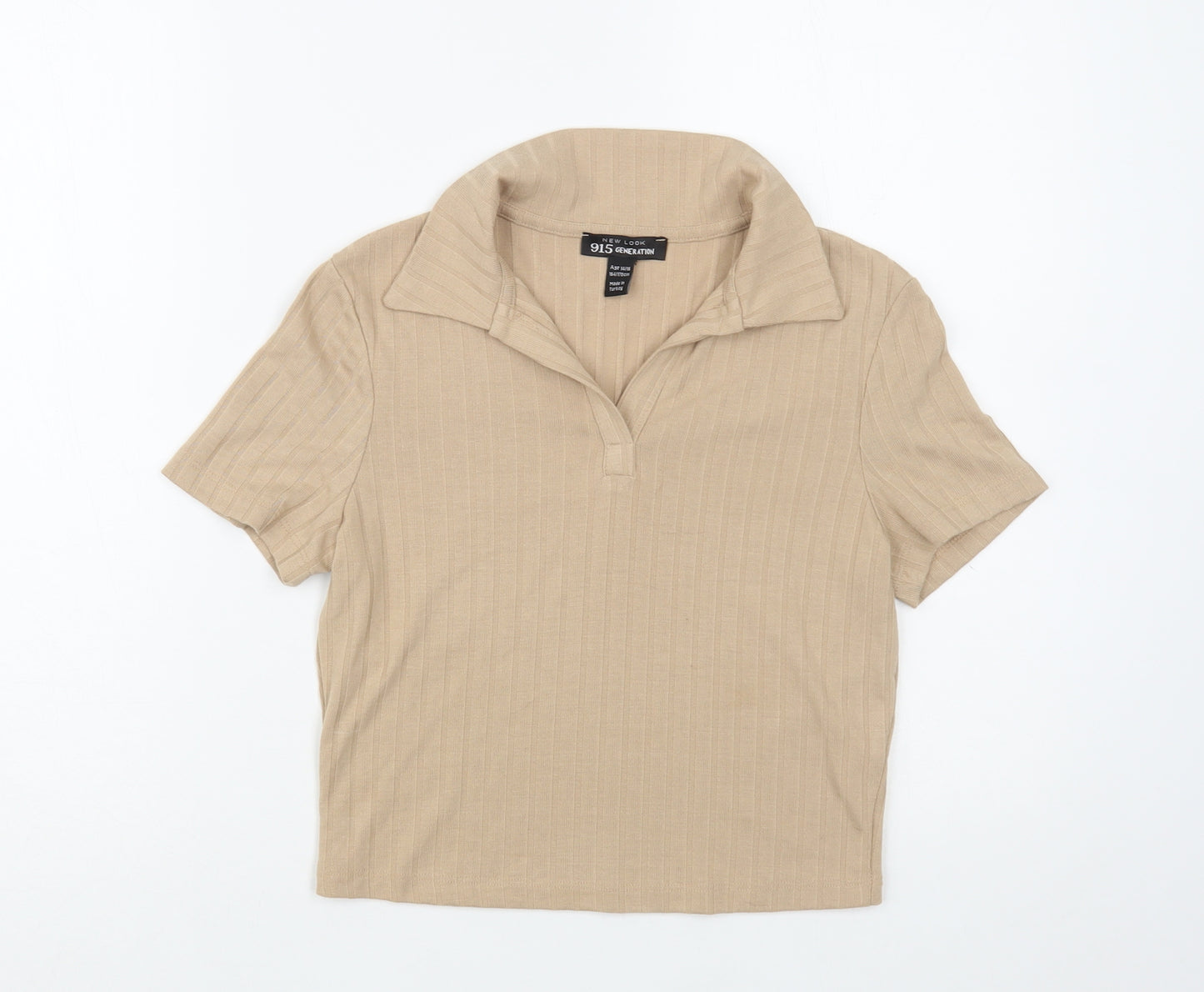 New Look Girls Beige  Polyester Pullover T-Shirt Size 14-15 Years Collared Pullover