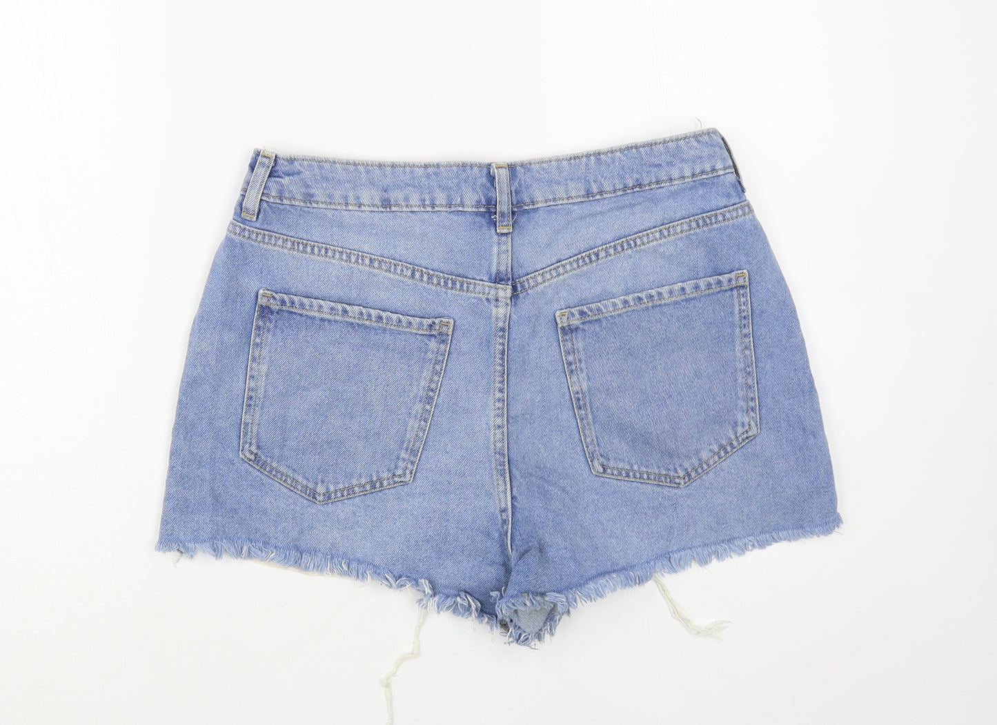 New Look Womens Blue  Cotton Cut-Off Shorts Size 12 L3 in Regular Button