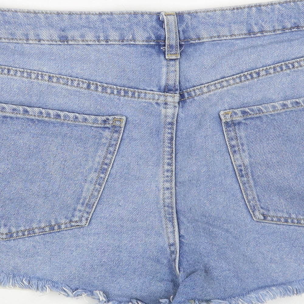 New Look Womens Blue  Cotton Cut-Off Shorts Size 12 L3 in Regular Button