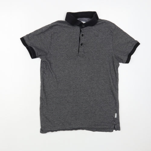 Peter Werth Mens Grey  Cotton  Polo Size XS Collared Button