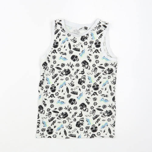 Pep&C0 Boys White Geometric Cotton Pullover Tank Size 6-7 Years Crew Neck Pullover - Skull Print