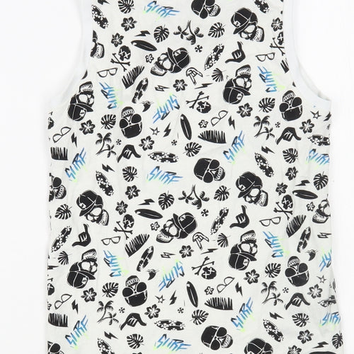 Pep&C0 Boys White Geometric Cotton Pullover Tank Size 6-7 Years Crew Neck Pullover - Skull Print