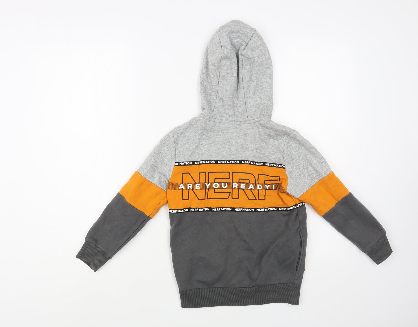 NERF Boys Grey Colourblock Cotton Full Zip Hoodie Size 6-7 Years  Zip