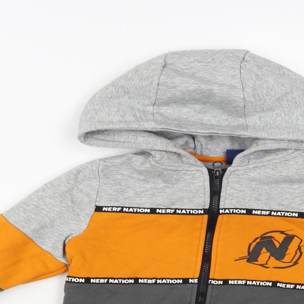 NERF Boys Grey Colourblock Cotton Full Zip Hoodie Size 6-7 Years  Zip