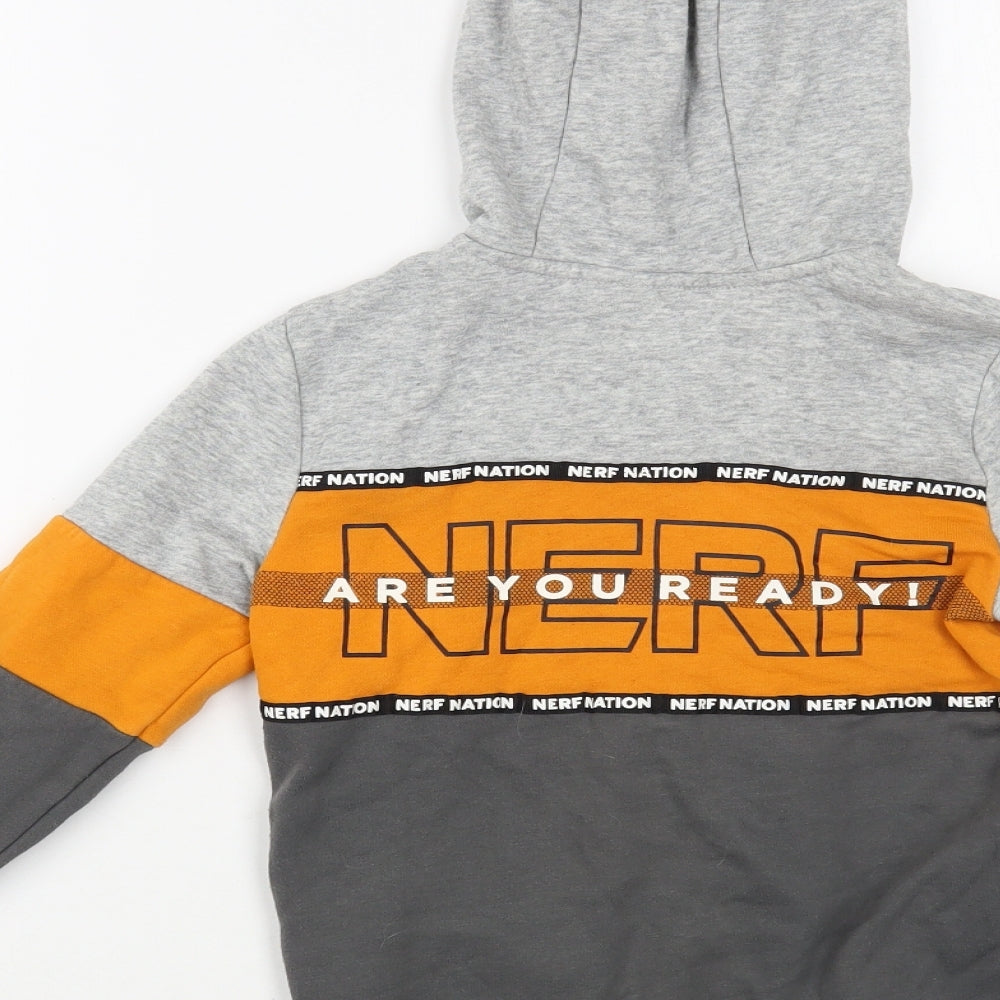 NERF Boys Grey Colourblock Cotton Full Zip Hoodie Size 6-7 Years  Zip