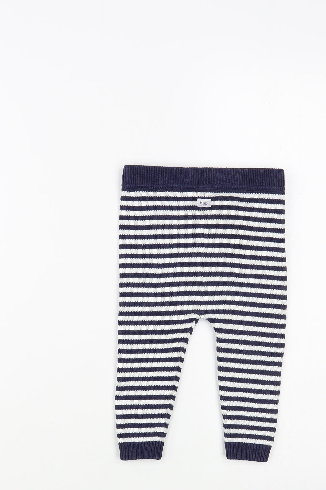 Bub  Baby Blue Striped Cotton Jogger Trousers Size 9 Months  Drawstring