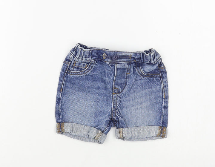 NEXT Baby Blue Cotton Cropped Jeans Size 0-3 Months Drawstring