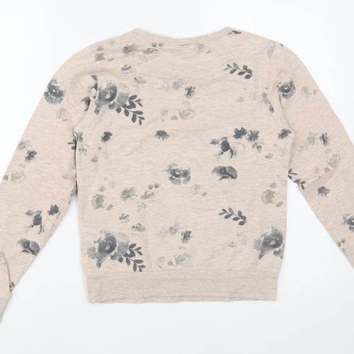 name it Girls Beige Floral Cotton Pullover Sweatshirt Size 11-12 Years  Pullover