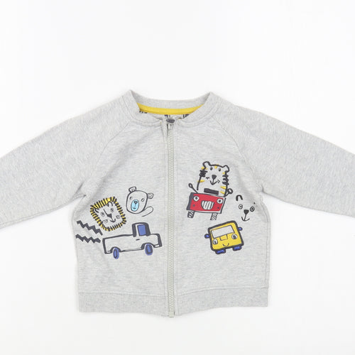Nutmeg Baby Grey  Cotton Full Zip Jumper Size 12-18 Months  Zip - Cars