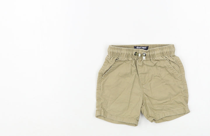 NEXT Baby Beige  Cotton Cropped Trousers Size 9-12 Months  Drawstring