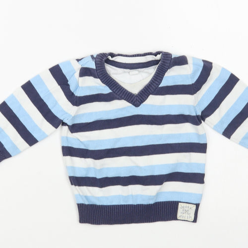 Pumpkin Patch Baby Blue Striped Cotton Pullover Jumper Size 6-9 Months  Pullover