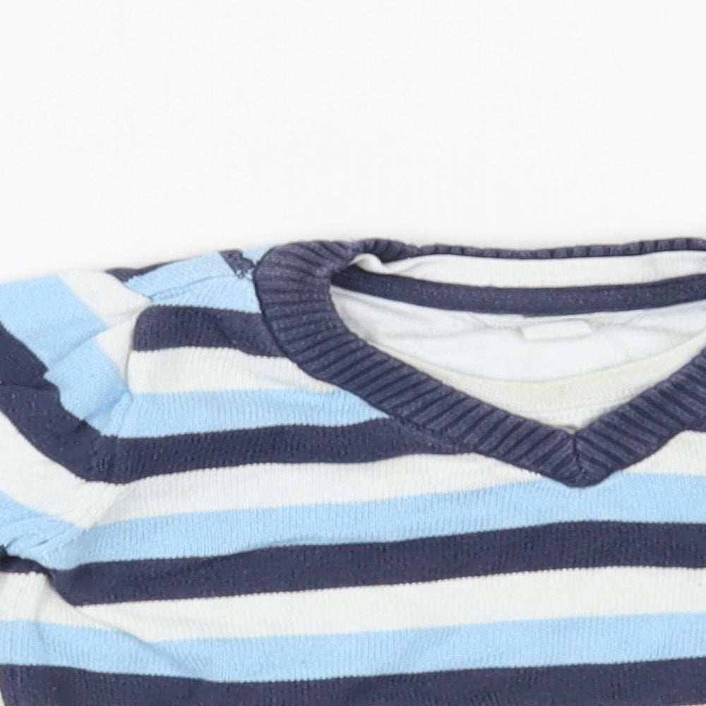 Pumpkin Patch Baby Blue Striped Cotton Pullover Jumper Size 6-9 Months  Pullover