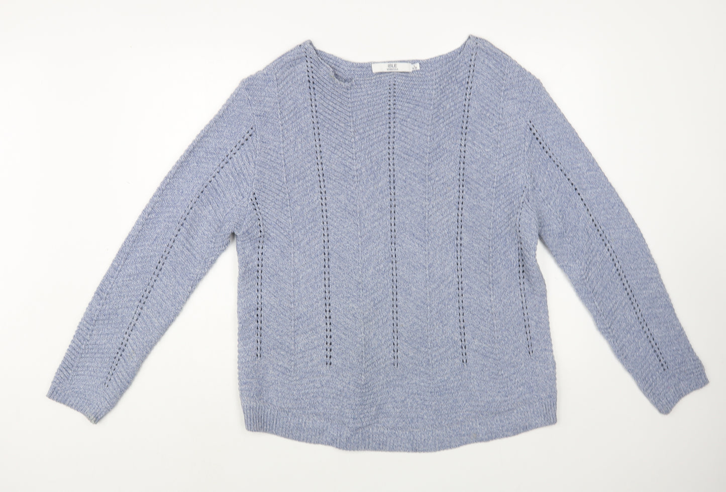 Isle Womens Blue Boat Neck  Acrylic Pullover Jumper Size 18