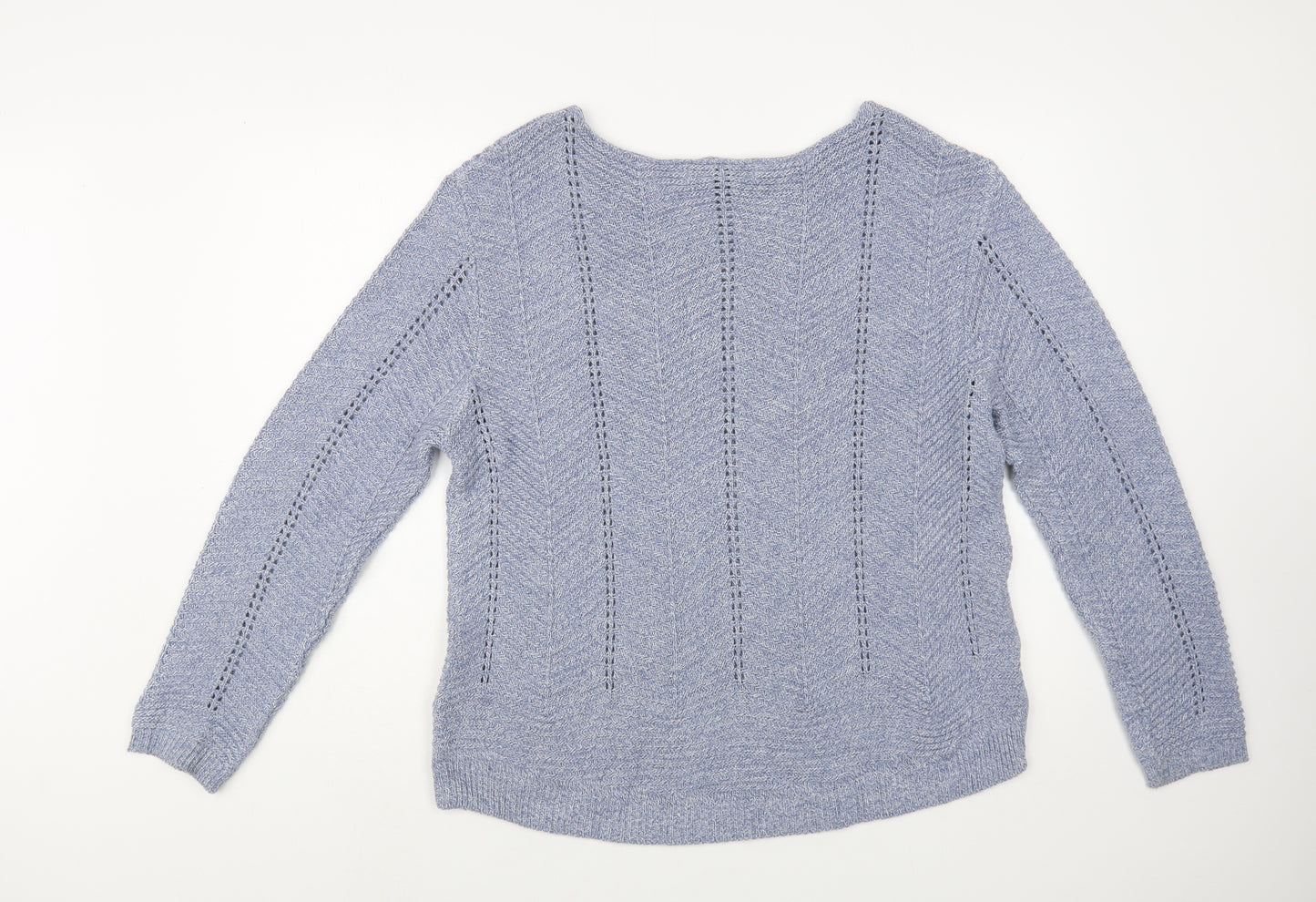 Isle Womens Blue Boat Neck  Acrylic Pullover Jumper Size 18