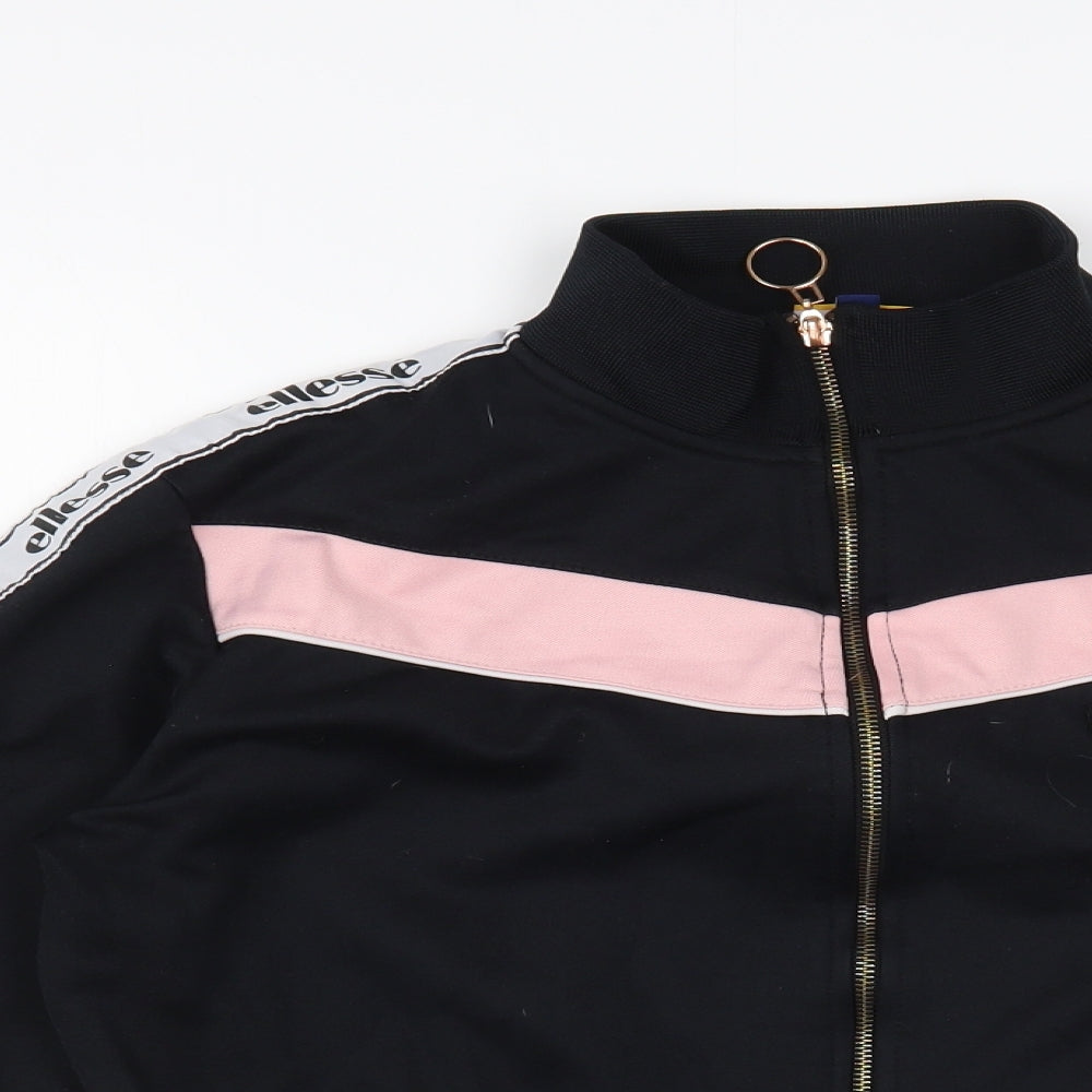 Ellesse  Womens Black Colourblock Cotton Full Zip Sweatshirt Size S  Zip