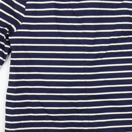 E Land Womens Blue Striped  Rain Coat Coat Size S  Zip