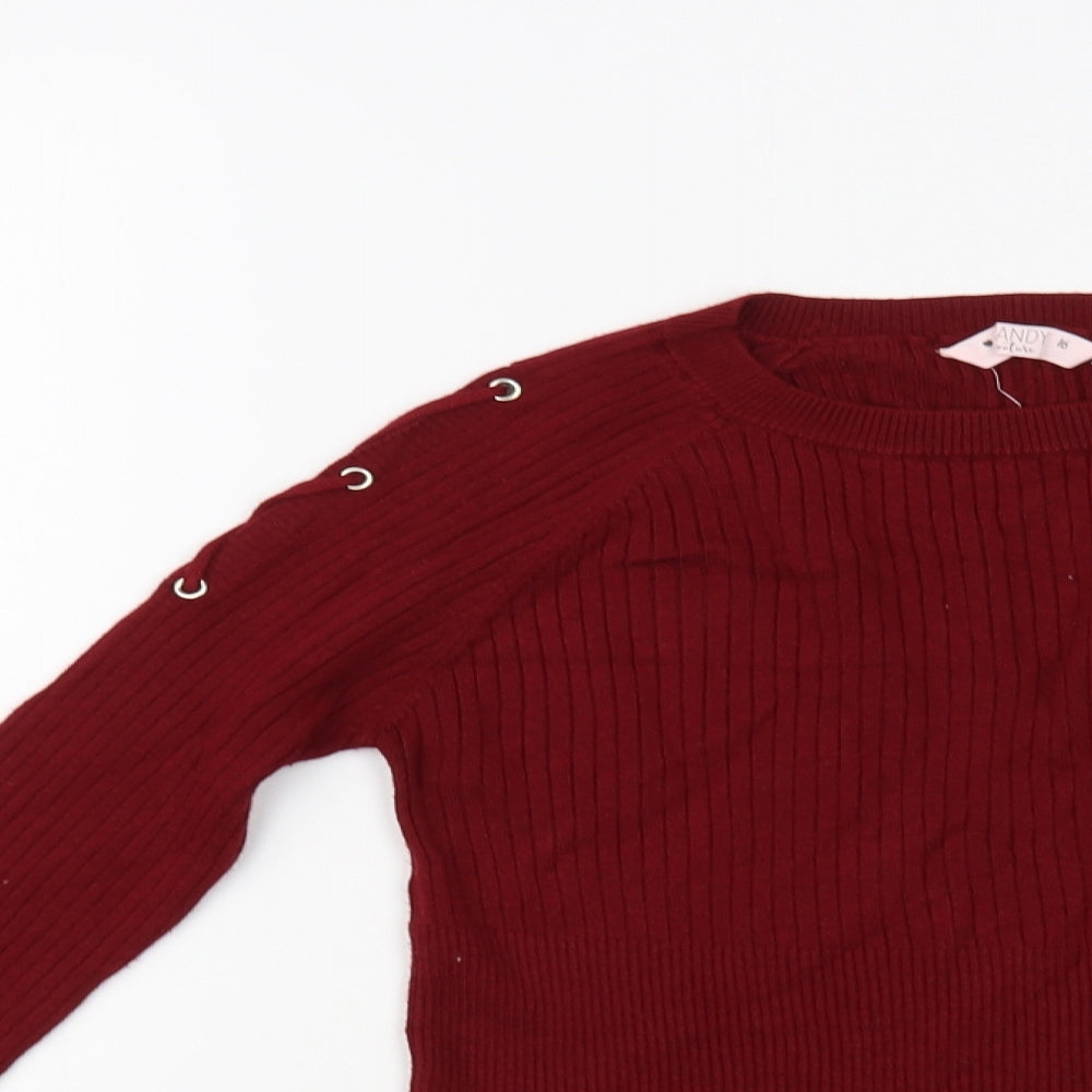 Matalan Girls Red Crew Neck  Viscose Pullover Jumper Size 16 Years  Pullover