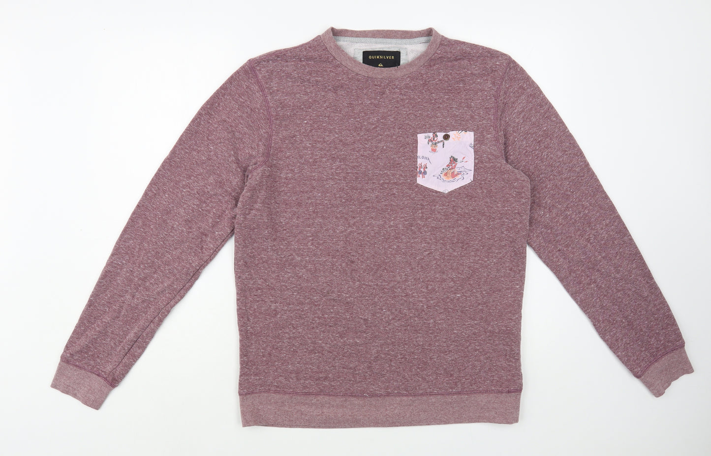 Quicksilver Mens Pink  Cotton Pullover Sweatshirt Size M